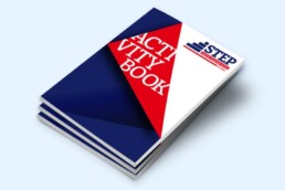STEP instituto de ingles libro de actividades dise&ntilde;o gr&aacute;fico